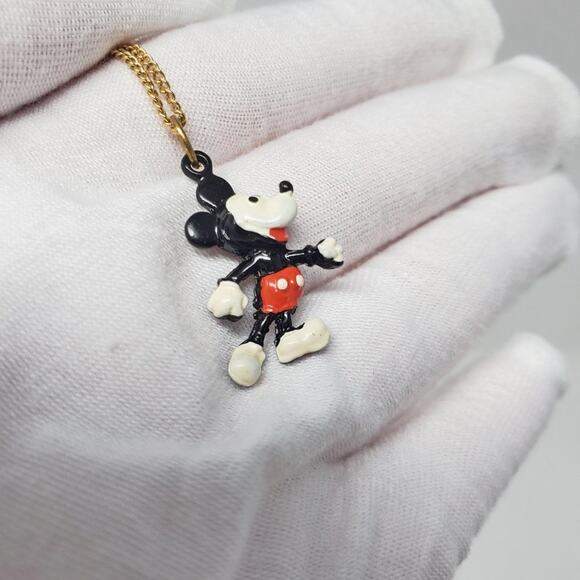 Vintage Disney Mickey 1960 Hand-Painted Plastic Necklace - Picture 6 of 10
